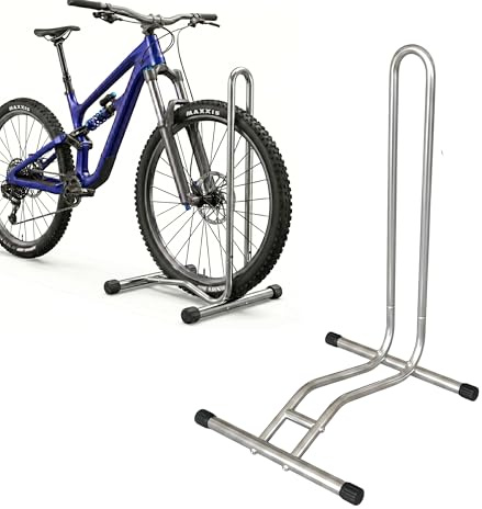 Relaxdays cykelställ, 29 tum, däckbredd upp till 6,5 cm, fram- och bakhjul, golv, 1 cykel, hjulhållare, silver