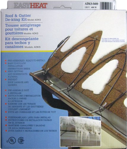 EasyHeat 80' Roof Deicing Cable, For Roof and Gutters, Pre-assembled for Ice and Snow Damage Prevention, 400 Watts