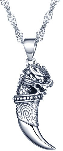 Yumilok 925 Sterling Silber Punk Löwe-Kopf Wolfszahn Charm Anhänger Halskette Kettenanhänger für Damen Kinder