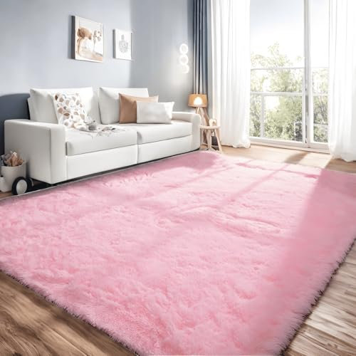 linyingdian Alfombra Esponjosa Sala de Estar Esponjosa Moderna Adecuado para Dormitorio de los Niños Decoración del Hogar del Dormitorio Decoración del Hogar Alfombra Ultra Suave (Rosa, 80x120cm)