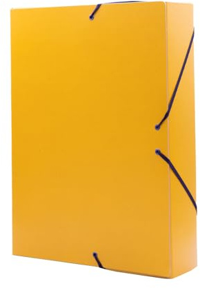 Raylu Paper – Carpeta de Proyectos Mate de tamaño A4 con lomo de 5 cm, carpeta de cartón resistente y cierre con gomas para proyectos escolares u oficina, Archivador tamaño 34 x 24 cm (Amarillo)