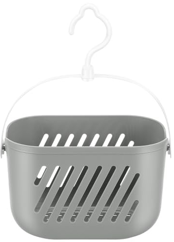DOITOOL Cestino da doccia in plastica da appendere, portatile, organizer da cucina, con gancio, per casa, bagno, cucina, cestino portaoggetti in plastica grigia