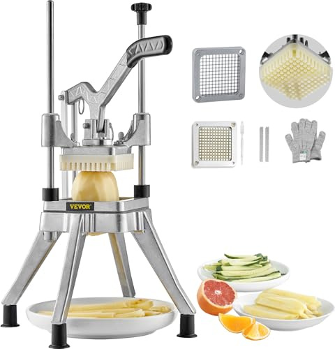 VEVOR Cortador de Verduras Multifuncional Hoja de 1/4 Cortador de Patatas Fritas Cortador de Verduras en Cubos Se Utiliza para Cortar Verduras y Frutas, Incluyendo Pepinos, Patatas, Cebollas en Cubos