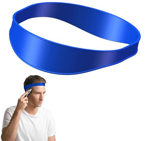 NAYAGOGO Hair Trimming Guide, Neckline Shaving Template, Flexible Curved Silicone Haircut Band, Shaving Template Home Hair Cutting Tool, Softness Elasticity Split Ends Trimmer for Man (Blue)