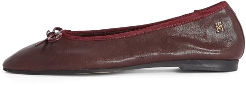 Tommy Hilfiger Damen Ballerinas Soft Leather mit Schleife, Rot (Burgundy Velvet), 38