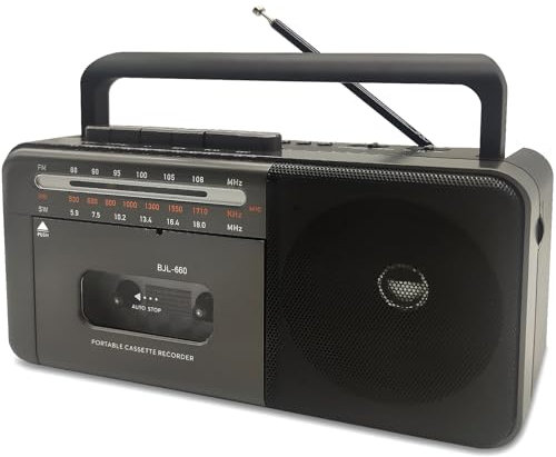 CTDZLED Boombox Lecteur cassette Bluetooth AM/FM/SW Radio Stéréo avec grand haut-parleur et prise écouteurs, lecteur de cassettes USB/TF/MP3, alimenté par AC ou à piles
