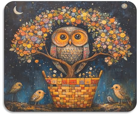 Peinture à l'huile Hibou Scène de nuit Tapis absorbant Terre de diatomée Tapis de séchage résistant à la chaleur sous égouttoir à vaisselle Accessoires essentiels pour la maison Taille L
