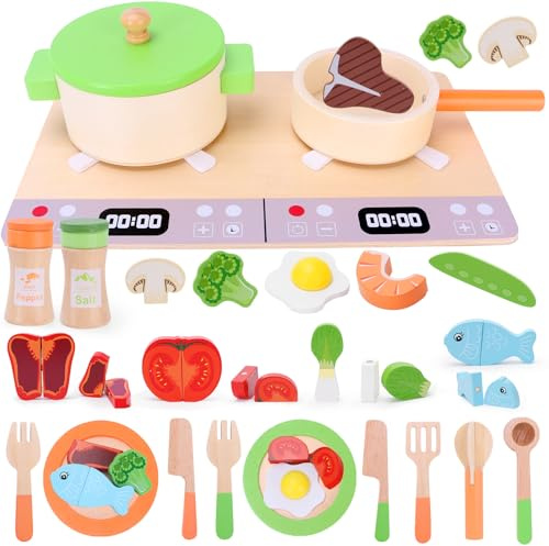Mardo Giocattoli da Cucina per Bambini, Accessori, Pentole e Padelle Giocattolo, Utensili per Esterni, Taglio di Cibo e Verdure Chef, Giochi di Ruolo 3+ Anni