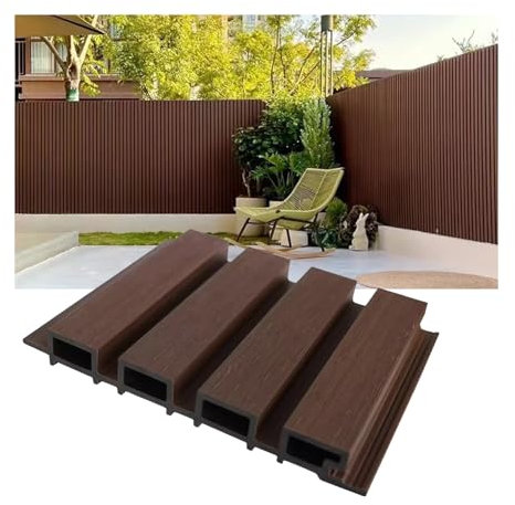 Wood Slat Acoustic Panels, Outdoor Privacy Garden Fence, Decorative Wall Panel Grille for Patio and Backyard Customization