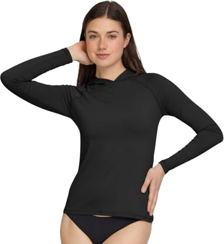 Champion Rash Guard for Women with Hood, Long Sleeve Hoodie Swim Shirts for Women, Quick Dry UPF 50+ SPF Sun & UV Protection