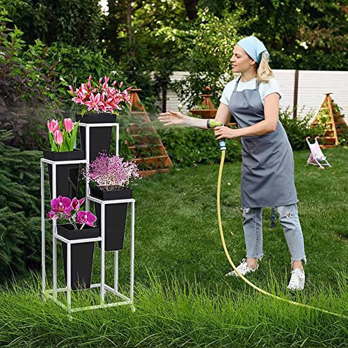 Portafiori da Esterno - Portafiori da Interno, Carrello Porta Piante Mobile Resistente, Portafiori con Secchio da 3 Pezzi, Portafiori in Metallo per Interni/Esterni/fiorista/Giardino/Patio