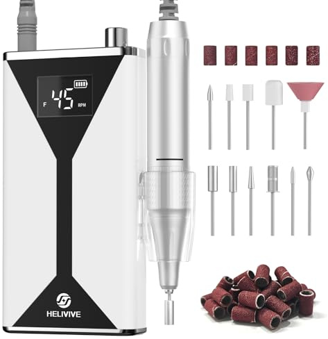 HELIVIVE Professional Electric Nail Drill 45000RPM Cordless Nail File
