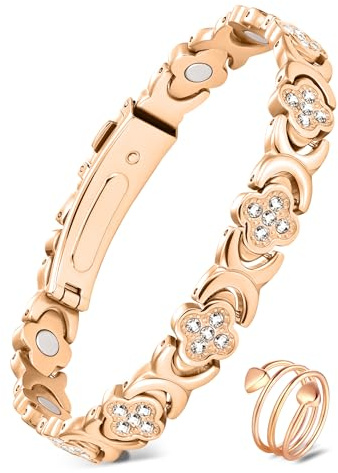 Jecanori Copper Bracelets for Women&Ring, Pure Copper Magnetic Bracelet with 3500 Gauss Magnets,Ideal Gift