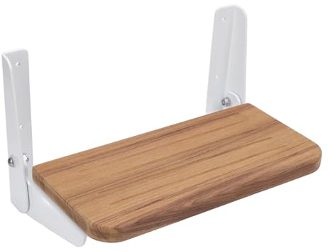 Tbest Plegable de Aluminio de Tea de Teca Soporte de Aluminio Espacio Guardado de Tablero Plegable para el Timón de Botes Hechas de Madera de Grado Marino con Marco Duradero Comodidad