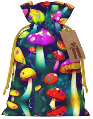 Sacchetti regalo riutilizzabili con stampa artistica di funghi luminosi, sacchetti regalo con coulisse per gioielli e regali, per occasioni festive
