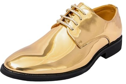 Hixingo Zapatos de Vestir Hombre Sin Cordones, 38-50 EU Zapatos de Cuero Modernos Zapatillas Vestir Hombre Verano Antideslizante Suela de Goma para Negocios, Bodas (Y2035 Oro,41)