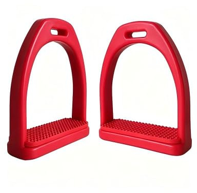 Stirrups Plastic with Rubber Pad Non-Slip Riding Accessories (Red)