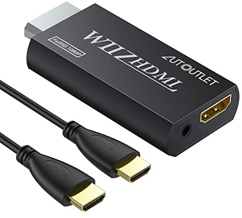 AUTOUTLET Convertisseur Wii HDMI Convertisseur Wii à HDMI Convertisseur Wii à 720p et 1080p — Convertisseur Wii à HDMI WII2HDMI 720p ou 1080p Compatibles Nintend0 Wii