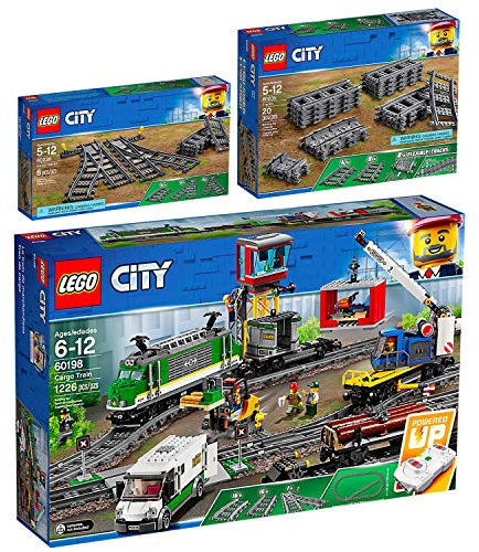 E.G.L LEGO City Train Set 3pcs (60198, 60238, 60205) Cargo Train, Trains Switch Tracks
