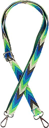 styleBREAKER Correa de hombro unisex con diseño en zigzag,Azul-verde-beige