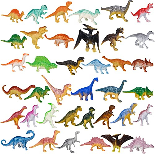 39Pcs Mini Dinosaur Toys, Play Set Plastic Realist Figures for Kids Cake Topper Party Decorations