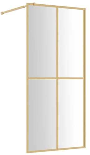 vidaXL Duschvägg med klart ESG-glas guld 80x195 cm, dusch vägg, duschpartition, dusch väggar, duschpartitioner