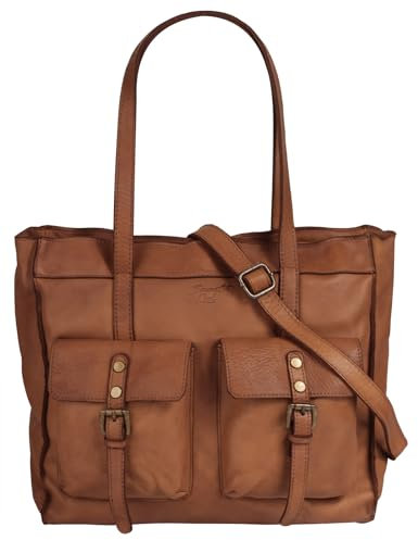 Samantha Look Shopper Echt Leder Damen | Made in Italy, Vintage Umhängetasche, geräumige Tasche, Smartphonefach | 022060