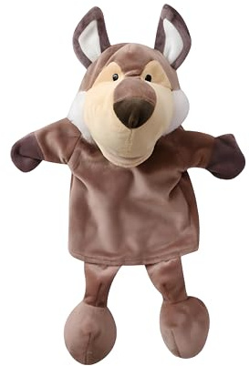 Proumhang Marionnettes à Main avec Corps Entier pour Les Enfants,Jouets en Peluche pour Enfants Zoo Friends Puppet Theatre avec Bouche Ouverte Mobile,Cadeaux pour Garçons et Filles,35cm,Loup