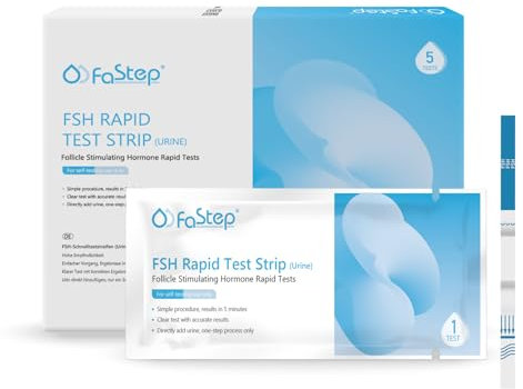 Fastep Menopause Schnelltest, FSH Hormontest für Frauen Zuhause, Hormon Balance Teststreifen mit optimaler Empfindlichkeit, Estrogen & FSH Hormon Test für Wechseljahre, 5 Stück