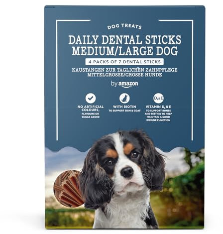 by Amazon - Kaustangen zur Täglichen Zahnpflege - Mittelgroße/Große Hunde, 4x270g (1.08kg)