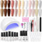 Schellack Nagellack Starterset 12 Farben - BORN PERTTY 47PCS Shellac Set Starterset mit Lampe 48W U V Gel Nagellack Set mit U V Lampe Nagelset Gelnägel Starterset Nude Silber Glitzer Gold