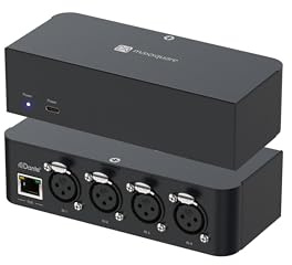 MAXSQUARE Dante Audio 4 Channel Analog Audio Network Interface Box, Four 3-Pin XLR inputs, PoE, Aluminum Housing, TAA Compliant (MSQ-3900D)