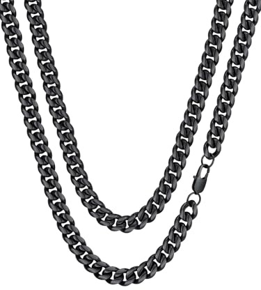 FaithHeart 10 mm kubansk kedja 45–75 cm hiphop rock danssmycken halsband herr högkvalitativt stål med säker stängning Choker choker anti-allergisk stapling