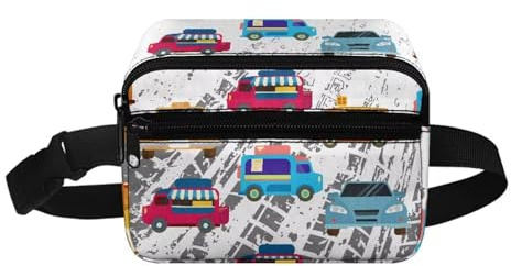 COEQINE Linda riñonera para niñas con diseño de pez rosa para mujer, pequeña correa para cinturón, riñonera de moda para viajes, Caricatura de coche genial, Mochila infantil