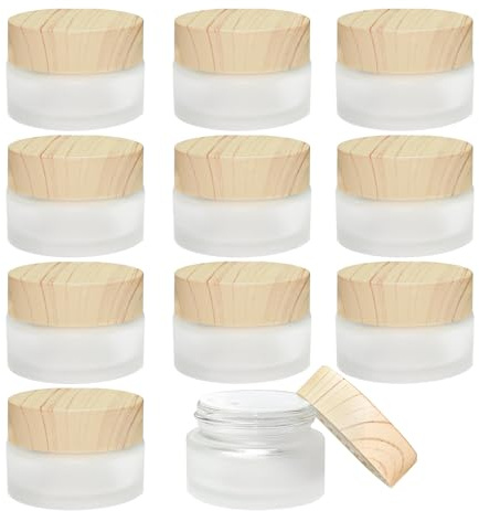 11 Stück Glas Döschen,Mattiert Glastiegel 20ml,Cremedosen zum befüllen, Cremedose Leer aus Mattglas, Reisekosmetikbehälter für Kosmetika, Lippenbalsam, Lotionen, Cremes