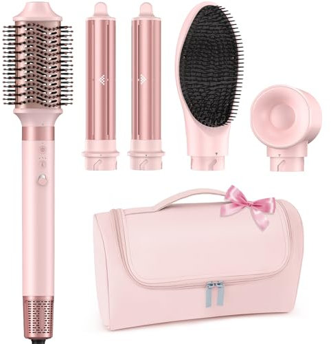 MESCOMB 5 in 1 Air Styler & Spazzola Asciugacapelli, 110000 RPM Multifunzione Asciugatura Rapida, Nessun Danno Termico con Ricci, Liscio Volume con Scatola Portaoggetti Adatto per Fare Regali