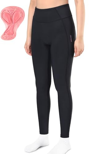 ARSUXEO Fahrradhose Damen Gepolstert Lang mit Sitzpolster Radlerhose für Moutainbike Reiten Fahrrad HW101 Schwarz XXL