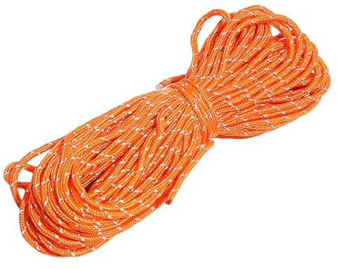 2mm Reflective Thin Paracord Rope - 65ft Dyneema Guy Lines for Tent, Tarp, Camping, Kite, Fluorescent Micro Paracord (Orange, 65 Feet)