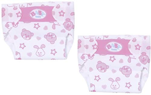Set de 2 Couches Culotte en Tissu Blanc et Rose Motif Lapin/Ours pour Poupon - poupée 36cm - Set pour Baby Born + Carte Tigre