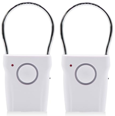 2 Pièces Alarme de Poignée de Porte, Alarme Antivol sans Fil 120dB, Capteur Tactile et de Vibration pour Porte et Fenêtre, Alerte de Sécurité Maison Hôtel Voyage Camping-Car, Blanc
