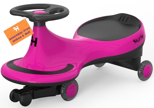Hurtle Wiggle Car Ride On Toy – Twist Car with Steering Wheels, No Batteries or Pedals, Ride-On Swing Car for Toddlers,Kids Age 2+ (Pink), Medium
