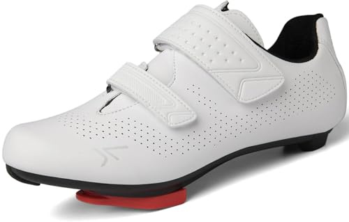 ULTIANT Chaussures de Cyclisme pour Homme et Femme compatibles avec Le vélo de Route Peloton Chaussures Peloton Crampons Delta préinstallés Tailles 46(Blanc)