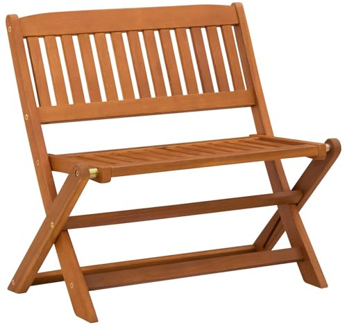 vidaXL Panca per bambini marrone, 61 x 38 x 57 cm, in legno di eucalipto massiccio, rettangolare, facile da pulire, resistente, pieghevole, compatta, mobile per bambini, sala giochi, giardino, esterno