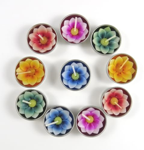 Bougies chauffe-plat et recharges pour porte-bougies comprenant 10 bougies parfumées en forme de fleur de Lotus