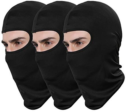 Pack of 3 Black Ski Mask Bandana Face Hat for Outdoor Airsoft Motorcycle Hood Helmet (Black)