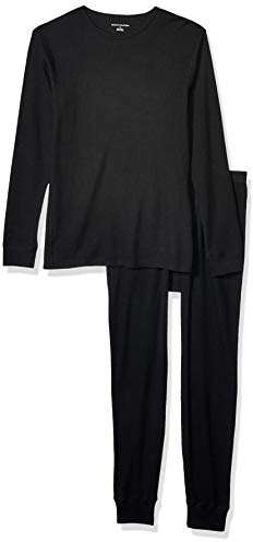 Amazon Essentials Men's Thermal Waffle Knit Long Johns Underwear Set for Cold Weather, Black, Medium