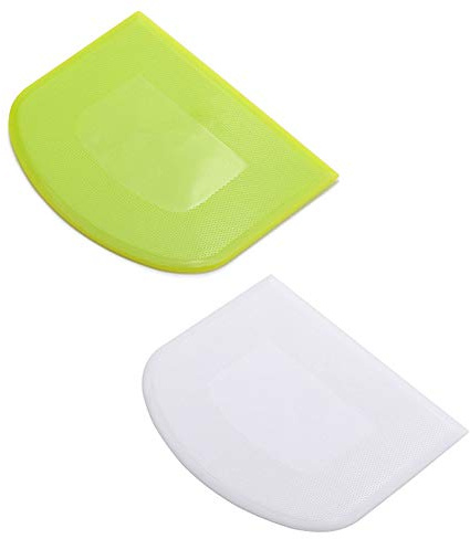 2 Pieces Dough Scraper Bowl Scraper Food-safe Plastic Dough Cutter Flexible Plastic Scraper Practical Bench Scraper Multipurpose Food Scrappers for Bread Dough Cake Fondant Icing, White, Green