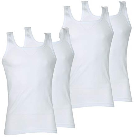 Athena - Lot de 4 Débardeurs Homme - 100% Coton Bio - Label Oeko-TEX® Standard 100 - Maillots de Corps Hypoallergéniques, sans Couture Côté