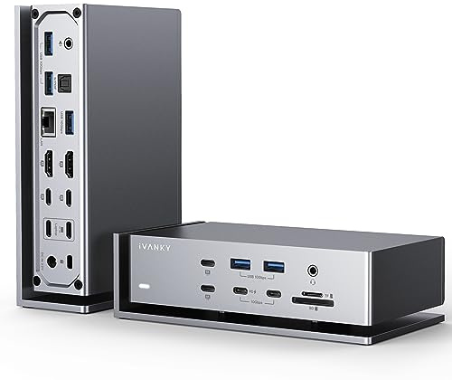 iVANKY FusionDock Max 1 Kompatibel mit Thunderbolt 4, 20-in-1 Quad 6K@60Hz Monitor Docking Station, 40Gbps Dock für MacBook M1/M2/M3 Pro/Max, 2HDMI 2.0, 96W PD, 10Gbps 5USB-A und 2USB-C (Silber)