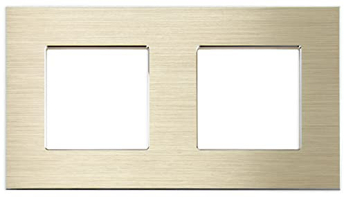 LUXUS-TIME Nur Rahmen Wandblenden Lichtschalter Blenden Schalterleisten für Touchschalter, Lichtschalter, Steckdosen, Unterputz Dosen aus Aluminium in Gold, Silber, Schwarz (2-Fach, Gold-Aluminium)